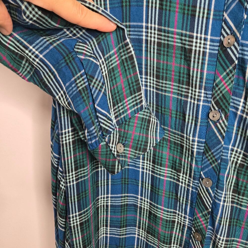J. JILL Vneck Plaid Button Front Long Sleeve Blouse Size S - Picture 4 of 8